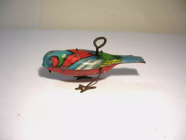 Vintage Wind Up Tin Litho Metal Pecking Bird Germany !!