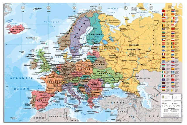 Official Europe Map With Flags Wall Chart MAXI Poster