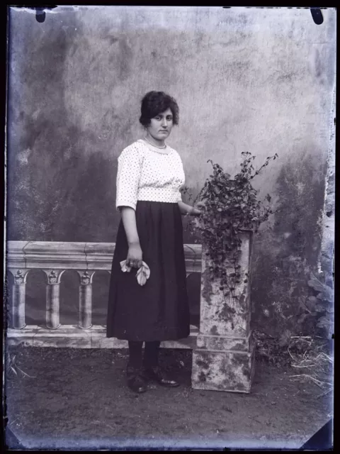 Porträt D’A Weiblich Foto Negative c1920 Platte De Verre Vintage V41L6n1