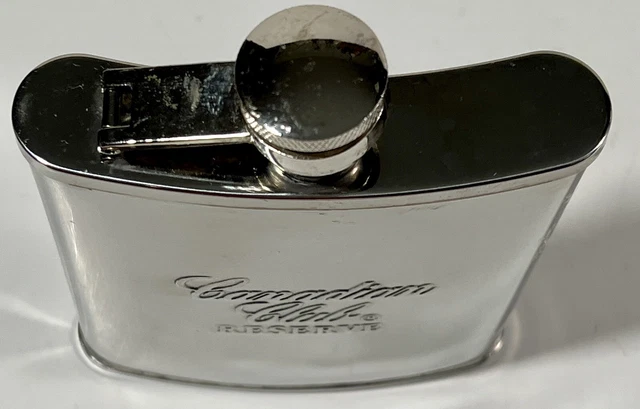 Vintage Canadian Club Reserve Stainless Steel Flask Made in China Needs Shining