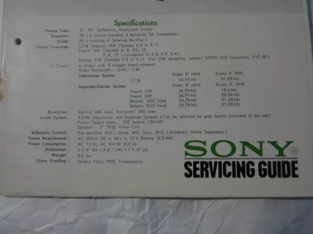 SONY TV5-303M Manuel de Service/Servicing Guide