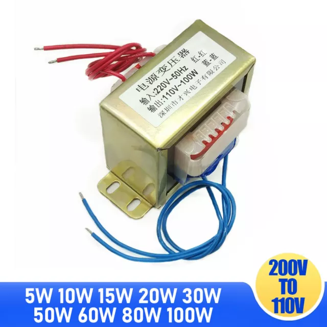 5/10/15/20-60/80/100W Trafo Transformator Netztrafo 220V bis 110V Einzel Ausgang