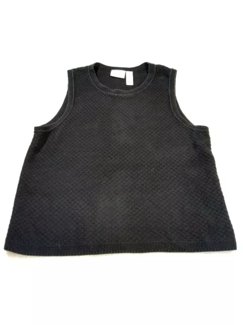 Liz Claiborne Tank Top Lizsport Womens Black Tight Knit Sweater Vest Size Medium