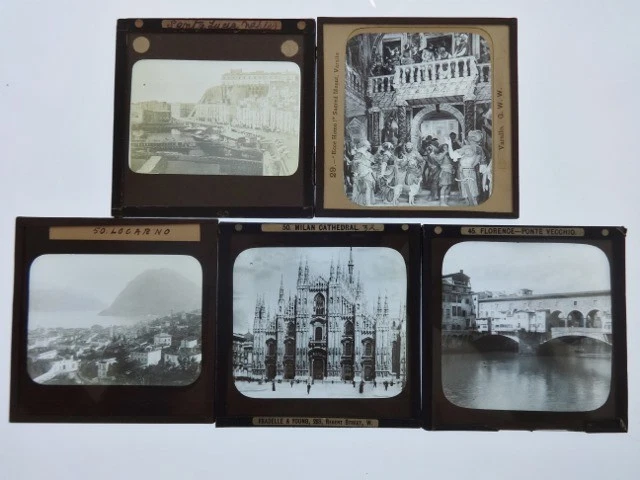 5 Glass Magic Lantern slides job lot bundle Italy
