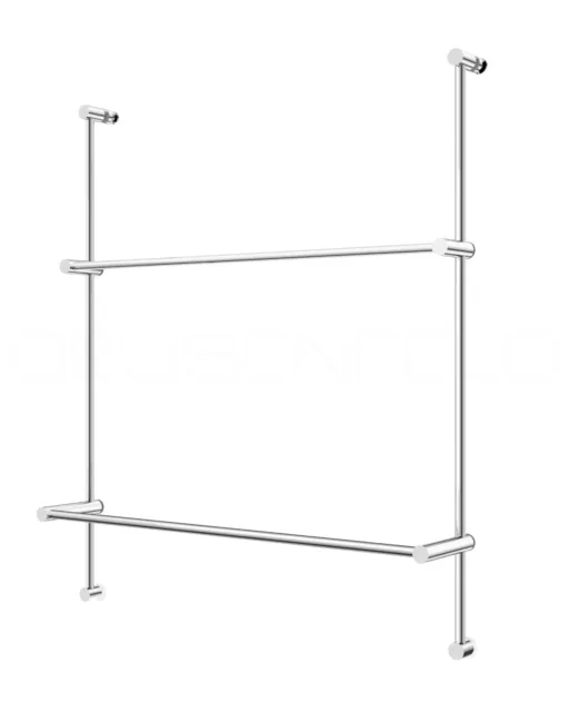DEUSENFELD Edelstahl Handtuchhalter für Glaswand 4-8mm, 600x700mm, verchromt 2