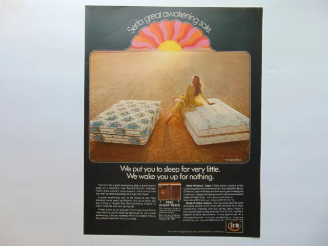 1971 SERTA MATTRESS We Put You To Sleep For Very Little vintage art print ad