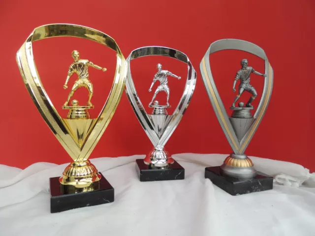 Fußball WM Tippspiel Pokal 3er Serie Pokale gold silber bronze+Gravur 2023