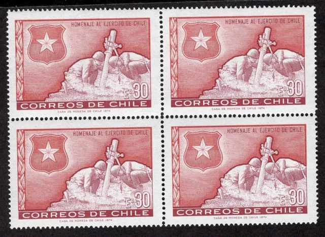 Chile 1974 Stamp # 837 Mnh Block Of Four Army