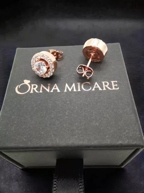 Orna Micare® Ohrringe Ohrstecker "Orbis" 14K/585 rolled Rosegold mit Zirkon 10mm