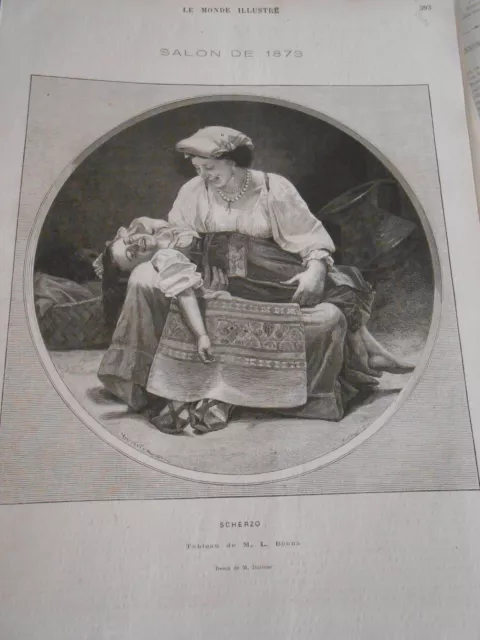 Gravure 1873 - Scherzo d'après le Tableau de M. Bonna