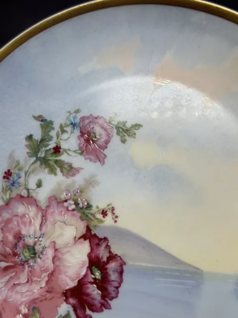 Vintage Haviland France Limoges Pink Gold Trimmed Handpainted Cabinet Plate