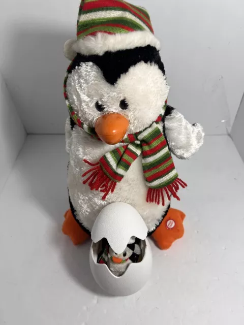 Gemmy Animated Singing Christmas Penguin Duet Mom & Baby Egg Plush Works! 22”