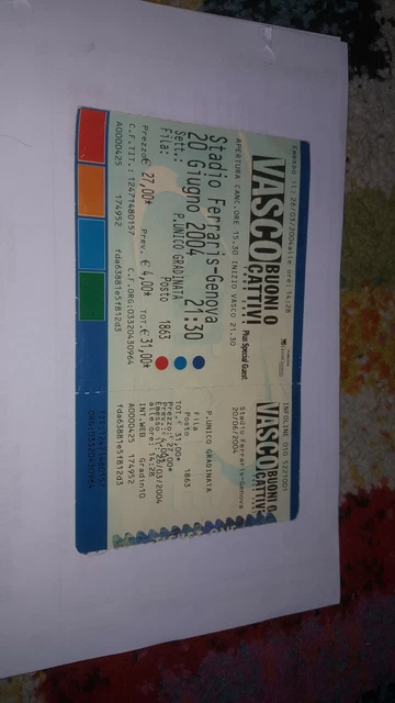 Ticket Vasco Buoni O Cattivi Tour 2004 Genova