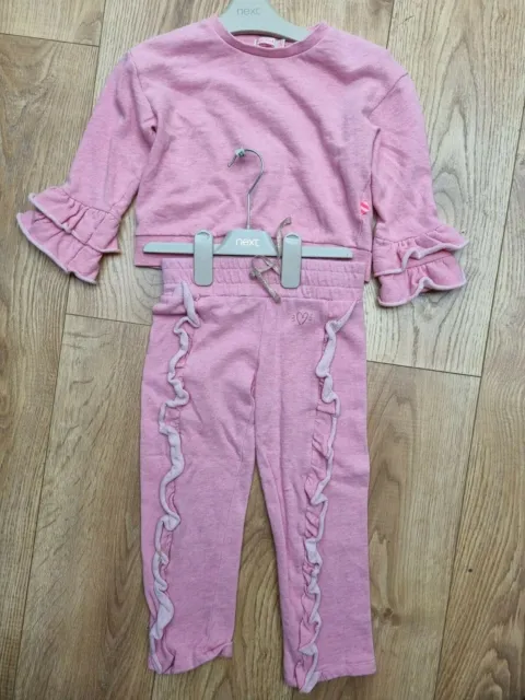 BillieBlush Girls Pink Tracksuit with Frill Trim Detail - Age 5