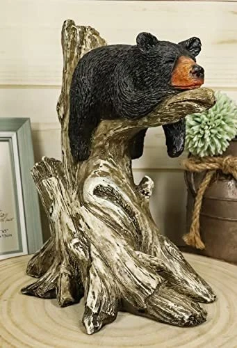 Ebros Lazy Days of Summer Black Bear Sleeping On Tree Branch Statue Wildlife