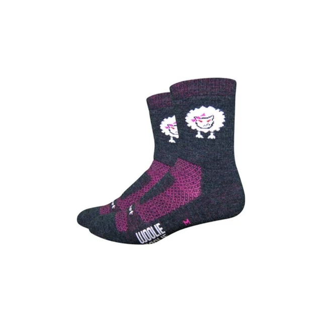 DeFeet - Woolie Boolie Soft Unisex Charcoal/Neon Pink Baaad Sheep Socks - 4 inch
