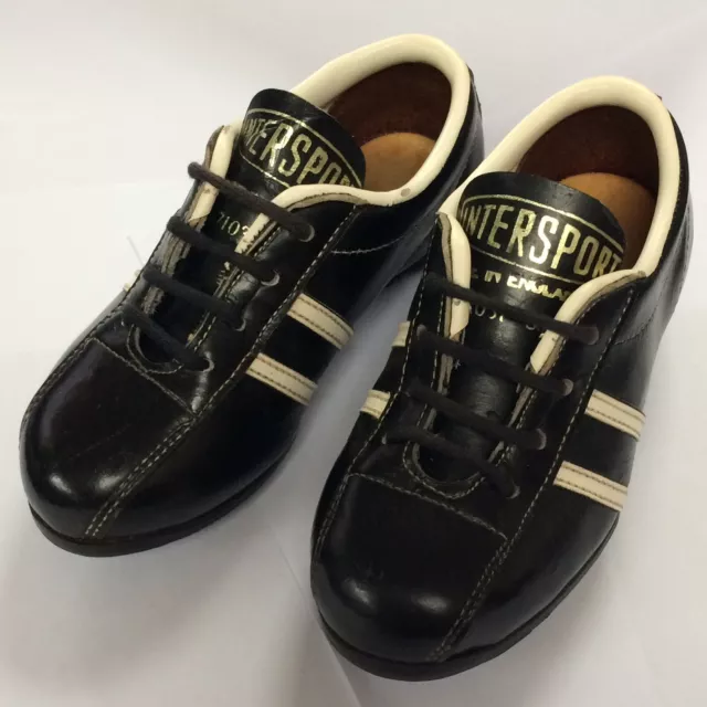 Vintage Boys Kids Intersport Black Leather Soccer Football Rugby Boots Size 7