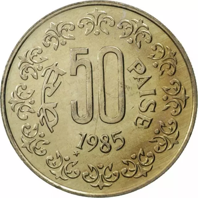 India 50 Paise Coin  1984 - 1990 KM:65