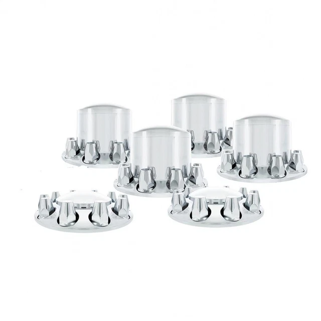 Universal Chrome Plastic Dome Axle Cover Combo Kit With 33MM Nut Cover & Nut