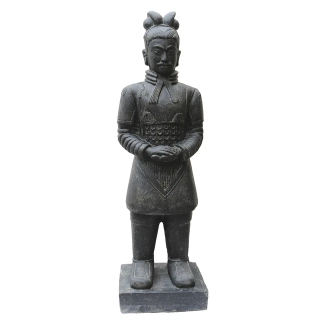 Set Mit 4 Chinesischen Terrakotta-Kriegern – Steinguss, Frostsicher, Höhe 31–37 Cm, Je Ca. 10 Kg