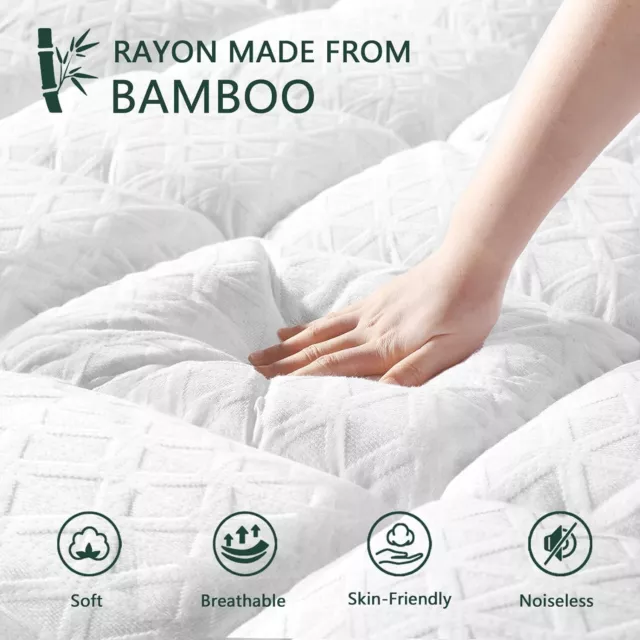 Bamboo Pillow Top Twin XL Size Mattress Topper - Thick down Breathable 2