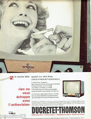PUBLICITE ADVERTISING 014   1956   DUCRETET-THOMSON téléviseur  l'ORTHOVISION 