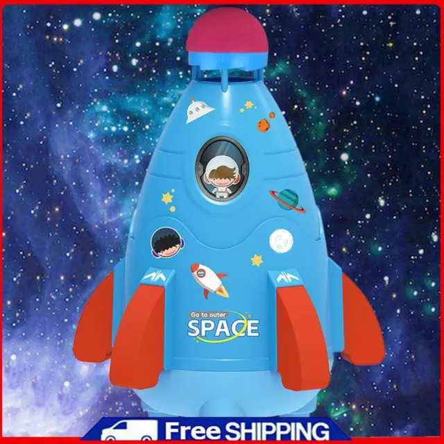 Space Rocket Sprinklers Rotating Water Powered Launcher Summer Fun Toys (Blue) U