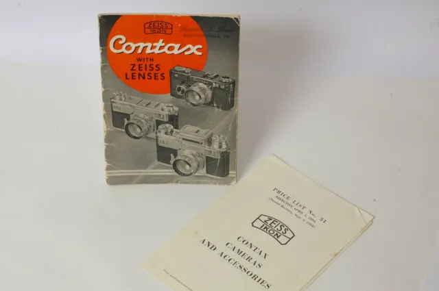 F66586~ Catálogo de lentes Contax con Zeiss y lista de precios 1954 - tiene desgaste
