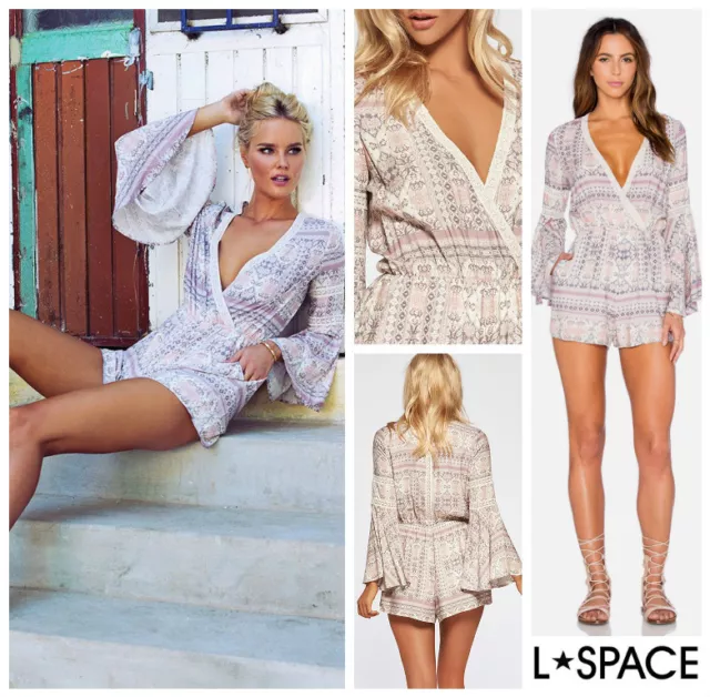 L SPACE  * LOVESTRUCK *  BOHO  LACE  PRINTED  RIMINI  ROMPER  Sz XS   NWT  $ 159