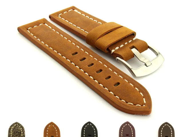 Men's Genuine Leather Replacement Watch Strap Band SS. Buckle 22 24 26 Panor MM