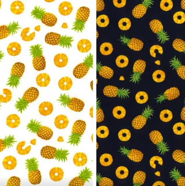 Pineapple 100% Cotton Poplin Fabric Rose & Hubble Fruit Tropical Sewing Craft
