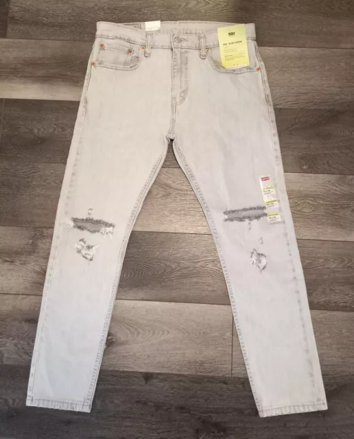 Levis 512 Slim Tapered Flex Distressed Denim Jeans Stone Washed Grey Mens 32x30
