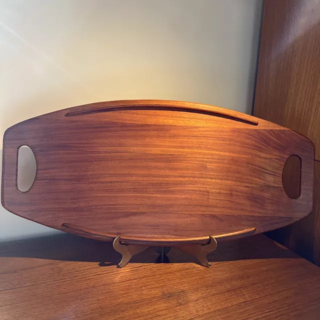 Mid Century Dansk Teak 801 Serving Tray  Large Vintage Surfboard Shape