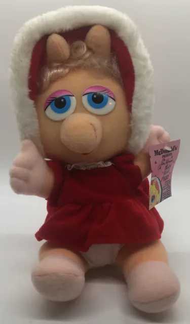 1988 Vintage Baby Miss Piggy Plush Christmas Jim Henson McDonalds Muppet Tags