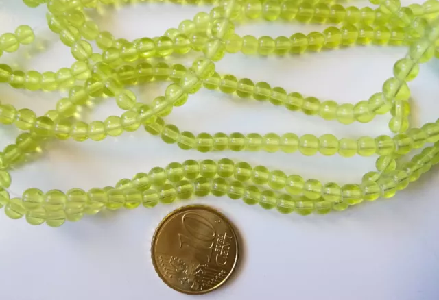 Perlas bola cristal transparente 4 mm X 75 UNIDADES verde lima abalorios