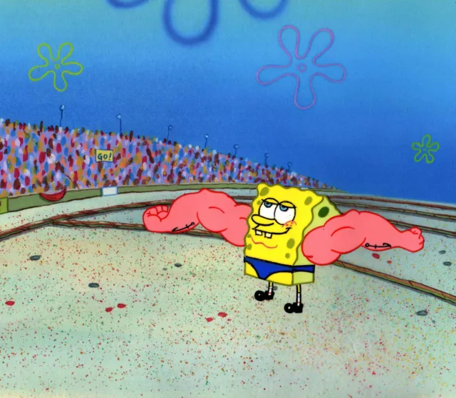 WOW ! CLASSIC ! Spongebob Production CEL #10199 "MUSCLEBOB BUFFPANTS"