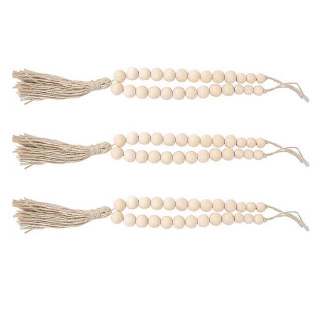 3 Pcs Wood Bead Garland Tassels Curtain Tie Beads Curtain Curtain Trim Rosary