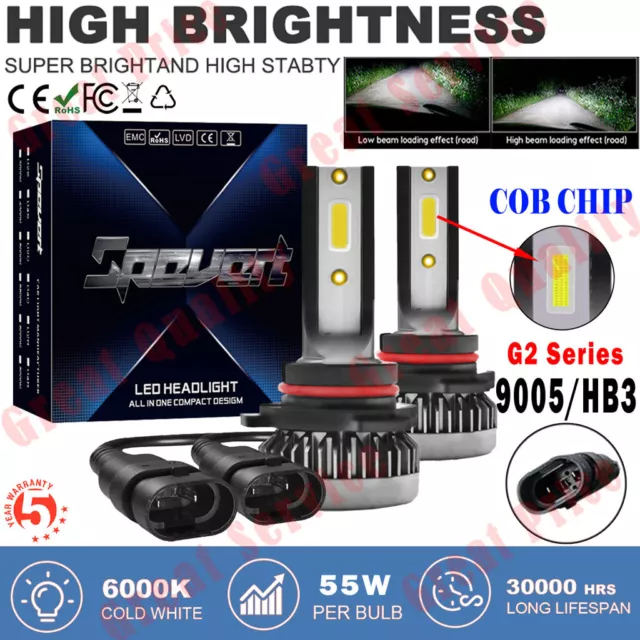 Ampoules 9005 HB3 Beam LED Auto Voiture Feux Phare Lampe Kit 6000K Xénon Blanc