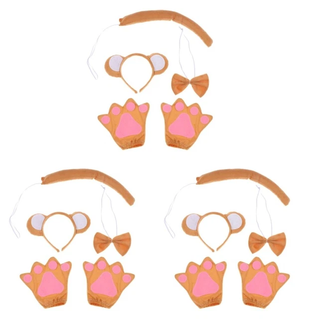 3 Pack Animal Fancy Costume Kit Hair Accessories Set Kids Suit Clothing