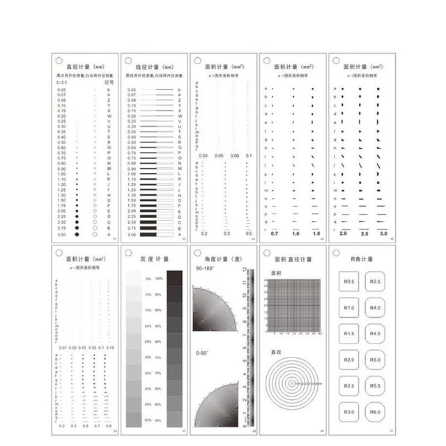 10Pcs Film Gauge Point Transparent Calibration Ruler Measure Gray Scale R Angle