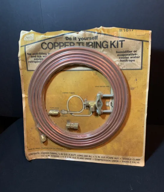 NIP Old Stock SEARS 25 FT  X  ¼ “ Copper Tubing Kit – Refrigeration Humidifiers