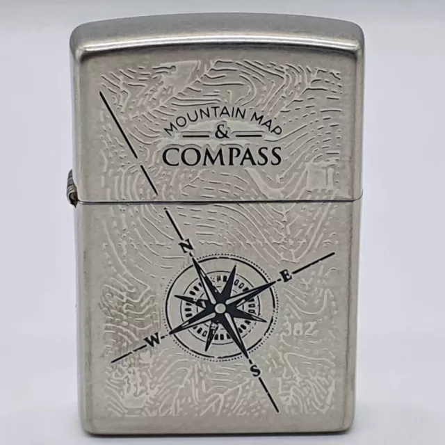 Zippo Windproof Compass Nickel Antique, Etch Antique New In Box  Made in USA