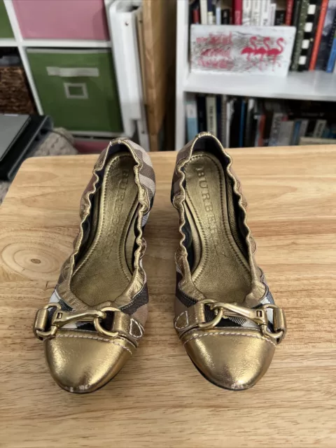 Burberry Horsebit flats EU 38 - Gold Metallic / Burberry Plaid