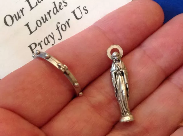 Rare Our Lady of Lourdes Icon and Rosary Ring Pocket Folder Statue Saint Healing