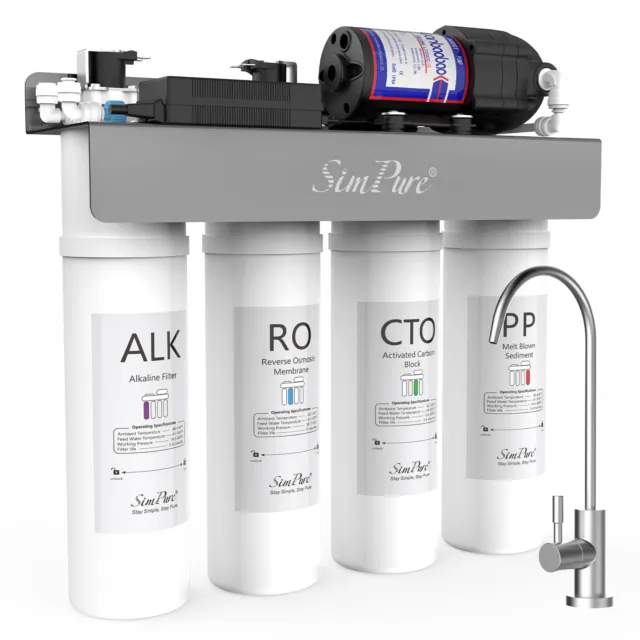 WP2-400 GPD 8 Stage UV Alkaline Reverse Osmosis Water Filter System Purifier pH+