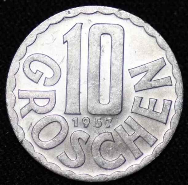 AUSTRIA ~ 1957 ~ 10 Groschen ~ Quality World Coin ☘️ W-#167 ☘️
