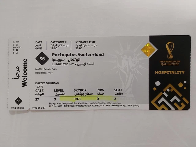 TOP USED HOSPITALITY Collector s Ticket Qatar 2022 56 Portugal 