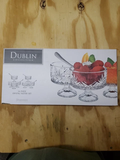 Dublin Shannon Crystal 16 pc Taster Dessert Set Includes Spoons by Godinger*