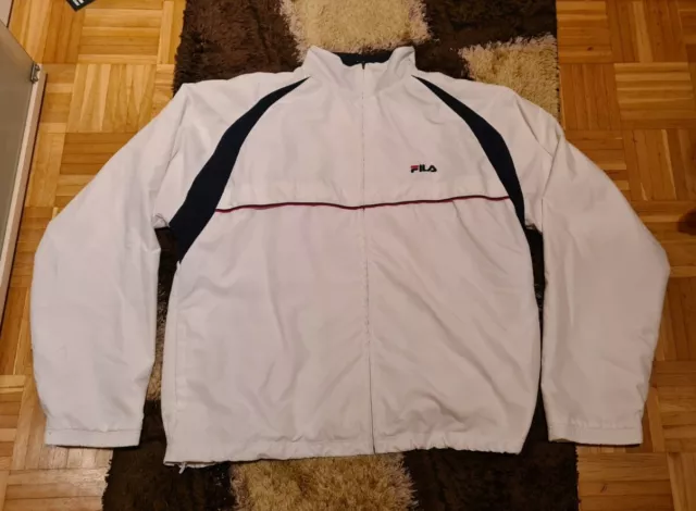 Fila Vintage Windbreaker Jacke in Weiß, Selten, XXL