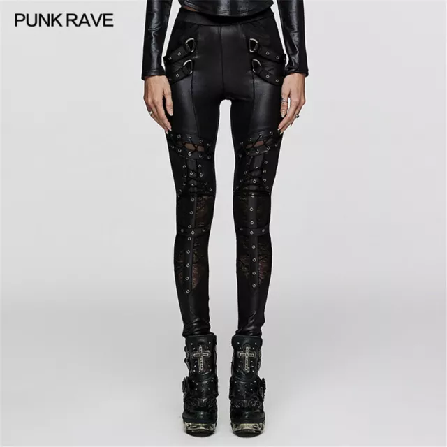 Punk Rave Donna Leggings Stretti Stretti Retro Cordini Decorazione Giornalieri Pantaloni Lunghi